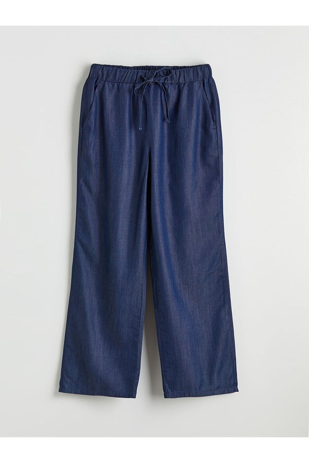 Wideleg Women's Jeans Pants with Elastic Waist