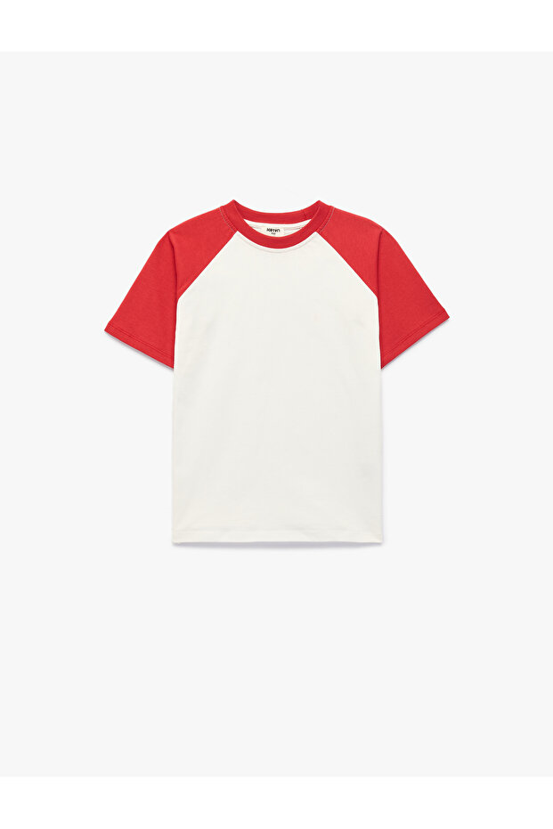 Cotton Short Sleeve Raglan Sleeve Crew Neck T-Shirt