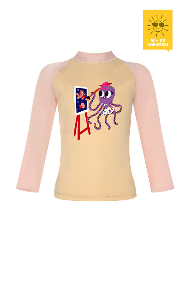 Uv Protection Upf 50+ Long Sleeve Octopus Print Top - Recycled Fabric - Inka