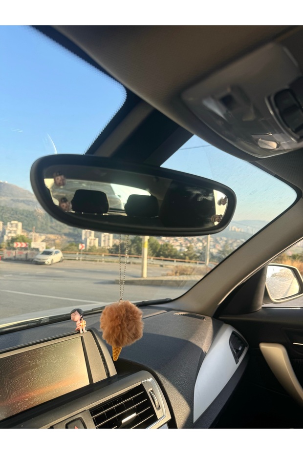 Brown Plush Ice Cream Rearview Ornament Plush Rearview Ornament with Ice Cream Cone