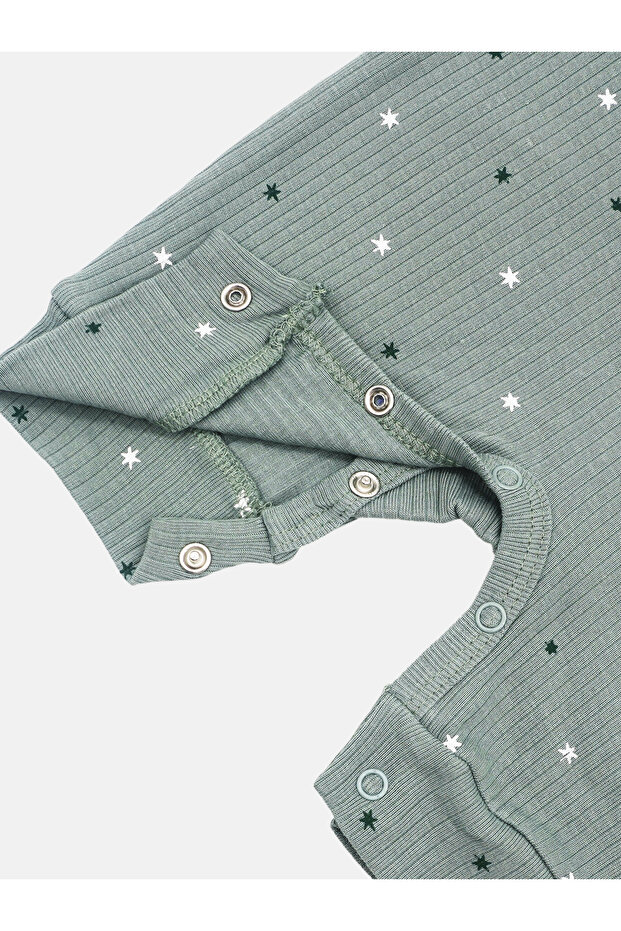 Ribbed Cotton Short Sleeves Printed Romper - 4