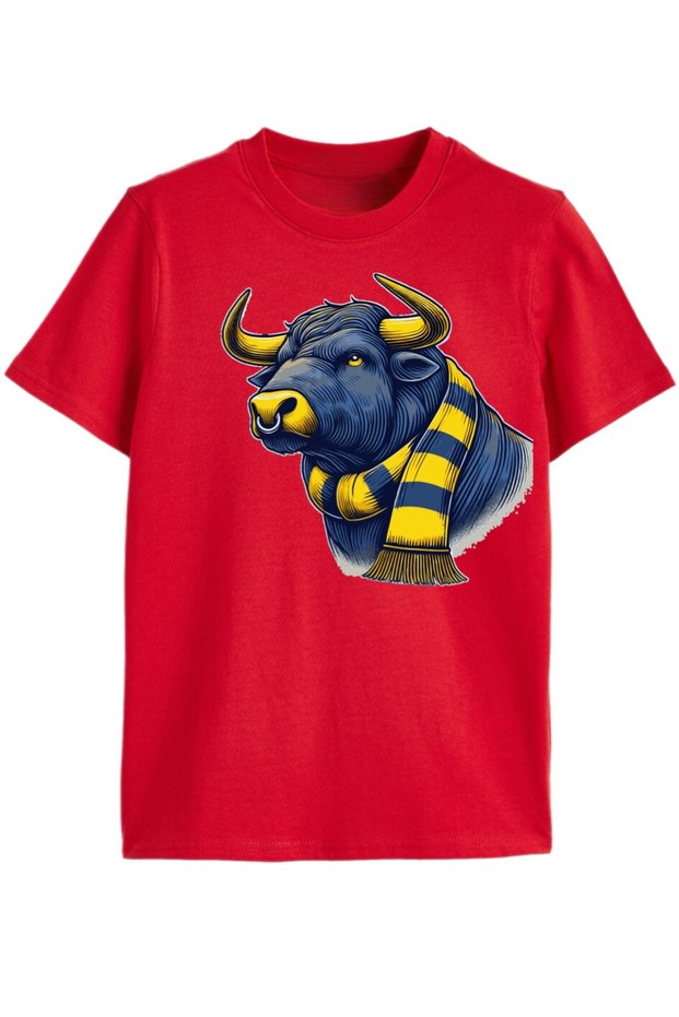 Yellow Navy Blue Spirit – Bull Figured Printed Children's T-Shirt