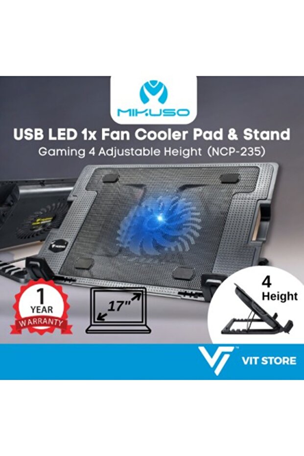 1 مروحة تبريد قوية للألعاب مزودة بإضاءة LED مع حامل قابل للتعديل متعدد الارتفاعات