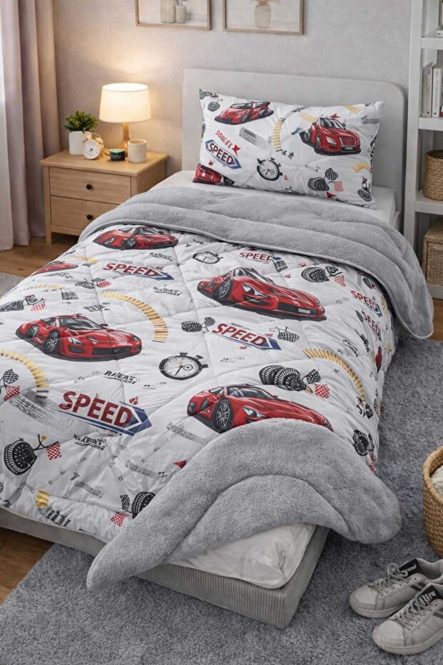 Welsoft Children's Quilt with Carriage – Plush Soft Boys' Blanket/Quilt
