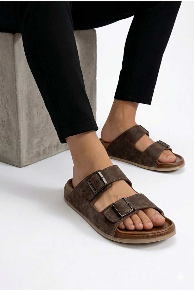 Men's Double Buckle Slippers Daily Orthopedic Comfortable Summer Slippers
