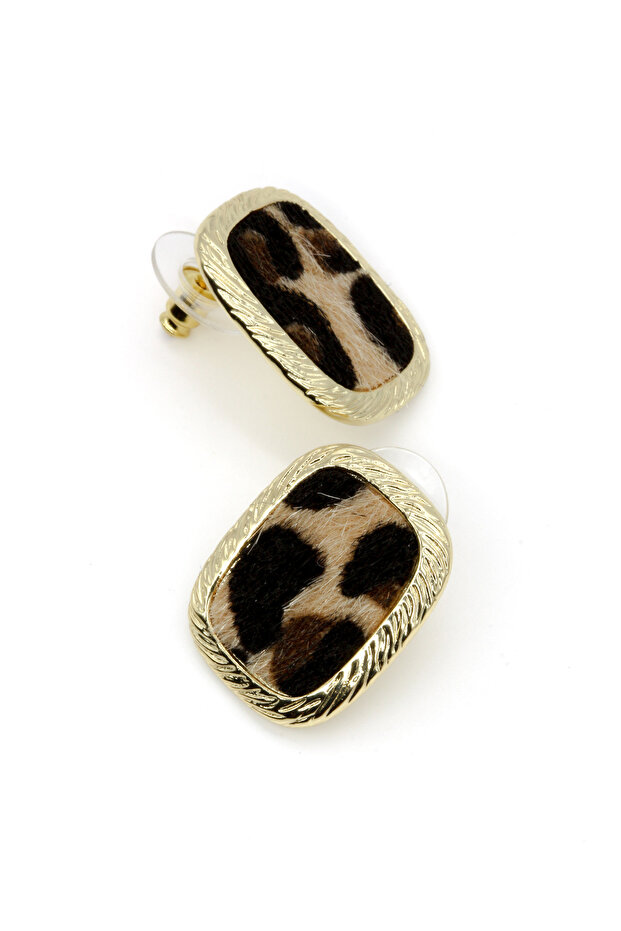 Leopard Pattern Square Earrings - 1