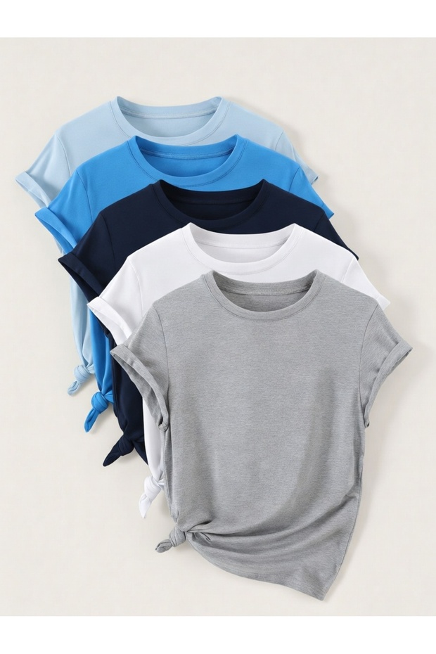Unisex Baby Blue Navy Blue White Gray Printed Design Tshirt