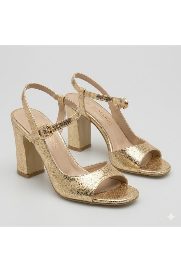 (Park Moda) Women's Evening Dress Shoes with Heels Gold