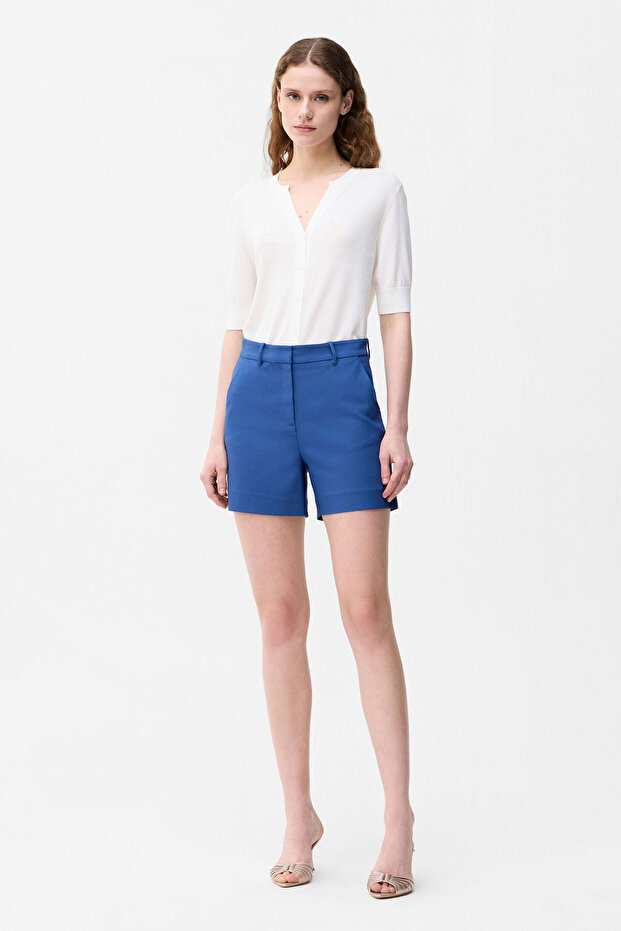 Mavi Cepli Şort - 1