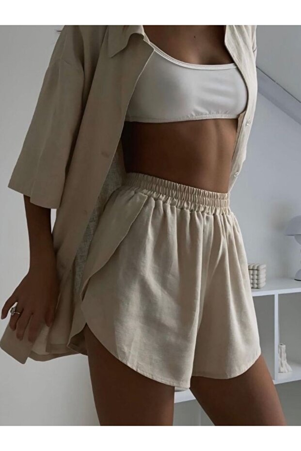 Lower and Upper Linen Fabric Set