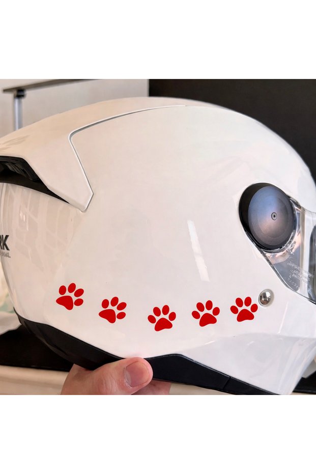 Red Paw Print Sticker Set 8 Pieces – Vehicle, Laptop, Wall Decoration – 11.4X10.9 cm