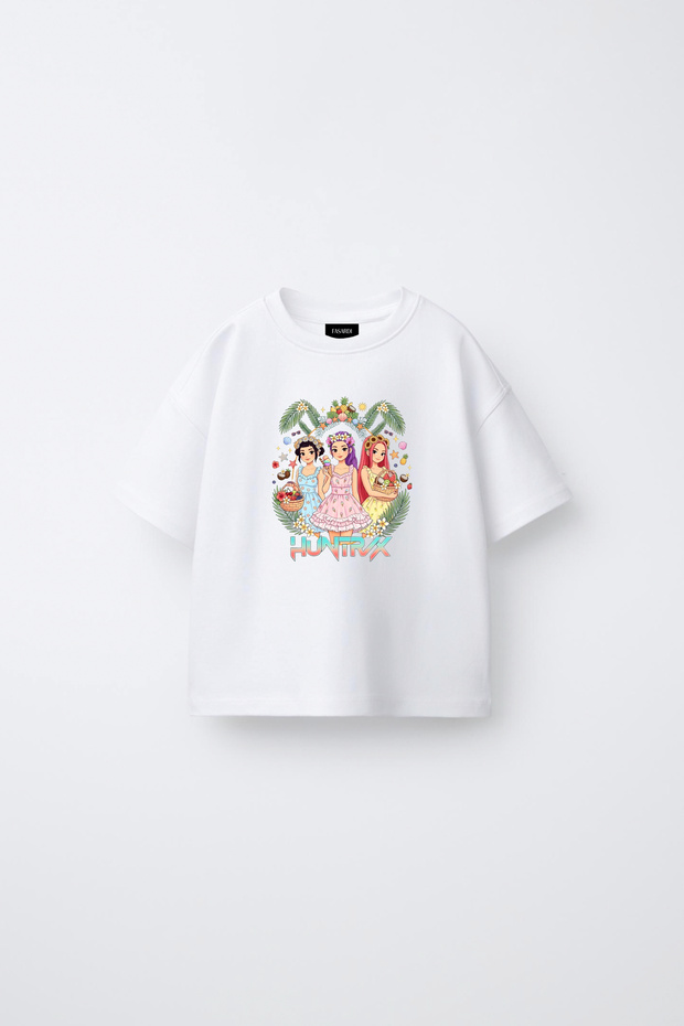 Kpop Demon Hunters Huntrix Zoey Rumi Mira Printed Oversize 100% Cotton Short Sleeve Unisex Kids T-Shirt