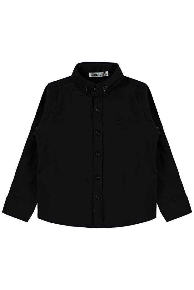 Sail Embroidered Shirt for 10-13 Years Old - Black