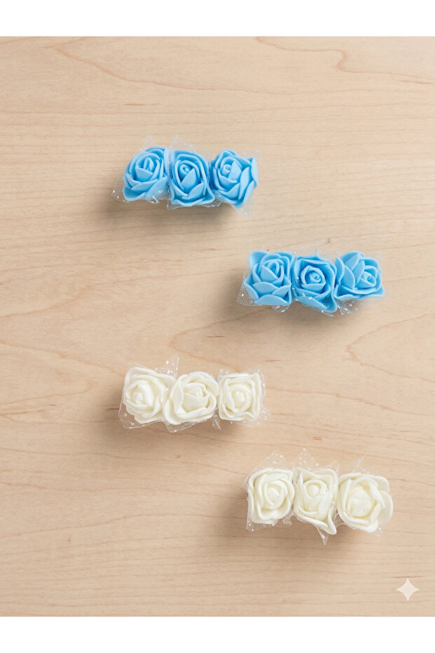 Rose Detailed Girls' Buckle 4 Pieces 2 Sets