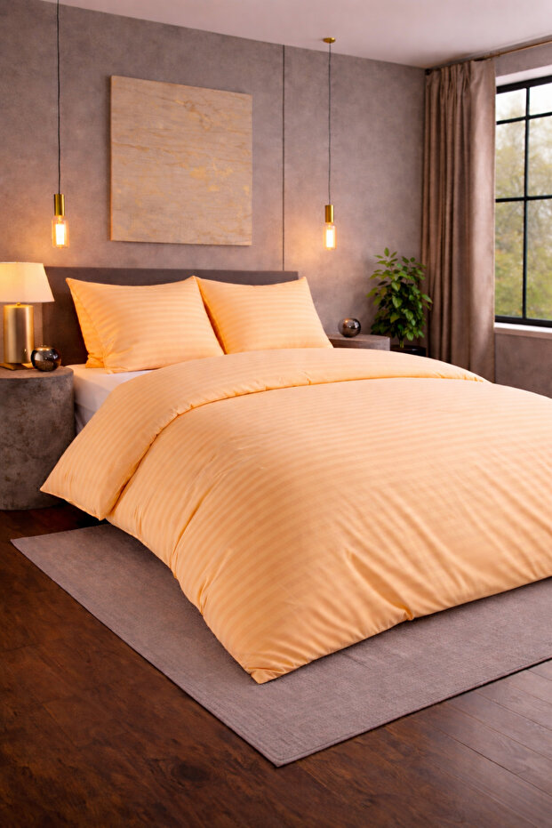 Double Striped Satin Duvet Cover Set | Comfortable & Stylish | Soft and Shiny Texture
