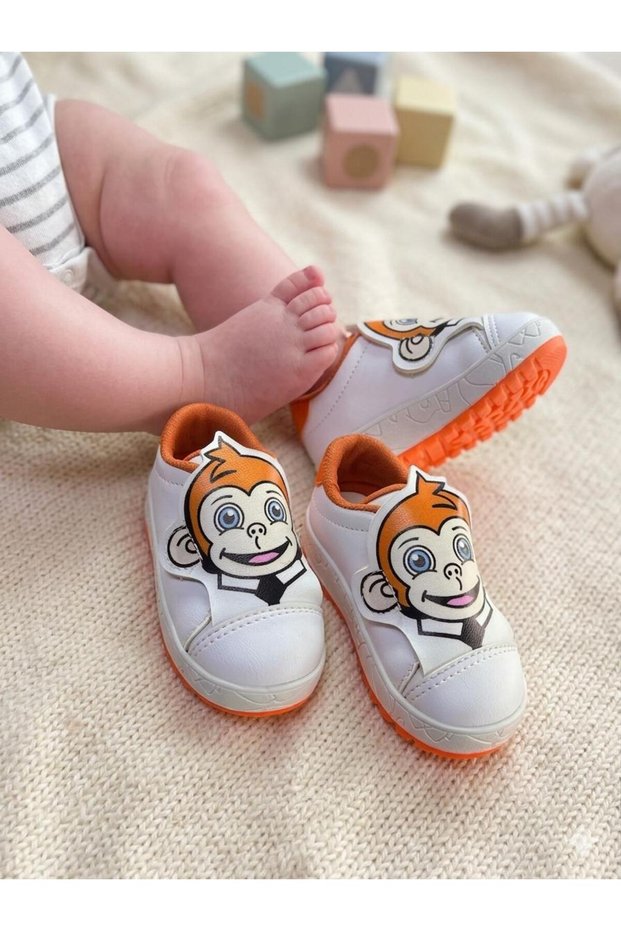 Orange White Unusex Baby Sports Shoes