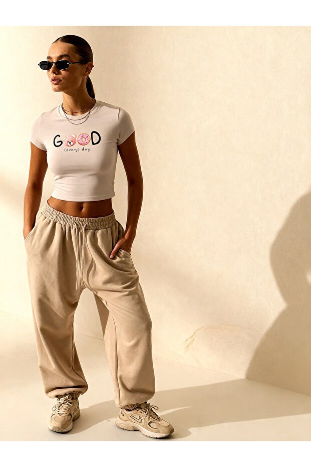 Women's Cotton Good Every Day Printed Casual Crop Top