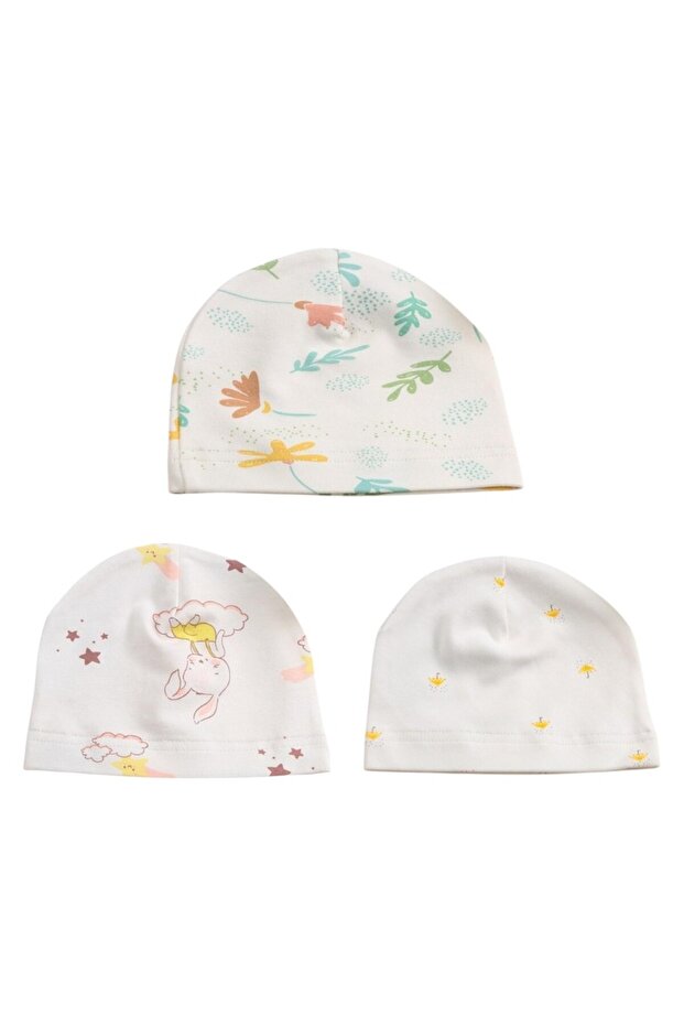 - Baby Beanie Hat 3 pcs - Multicolor - 0M to 6M