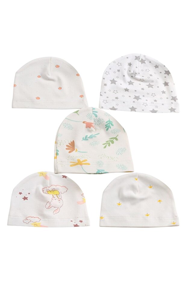 - Baby Beanie Hat 5 pcs - Multicolor - 0M to 6M