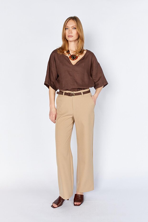Women's Mink 2039 Wide Leg Pants with Belt