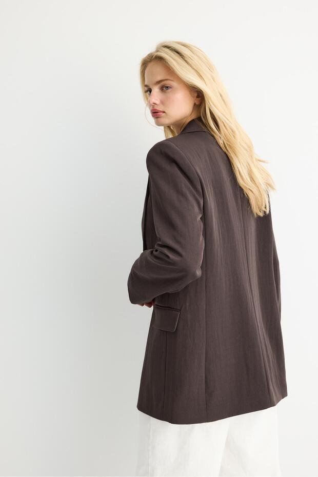 Basic keten karışımlı blazer - 5