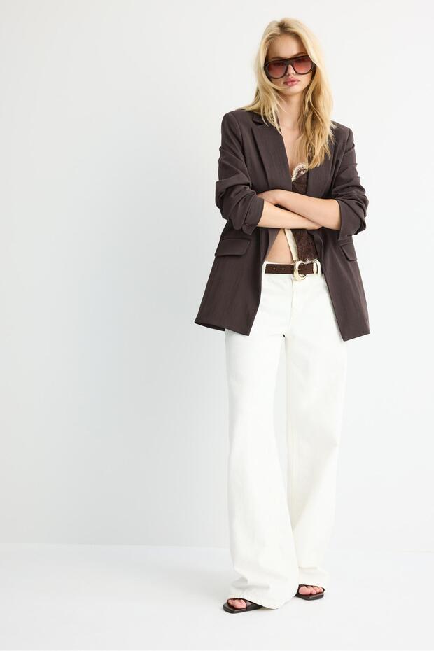 Basic keten karışımlı blazer - 2