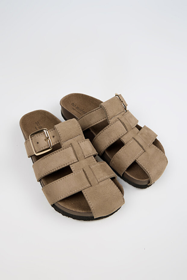 Asly Women's Vegan Leather Buckle Mink Sandals
