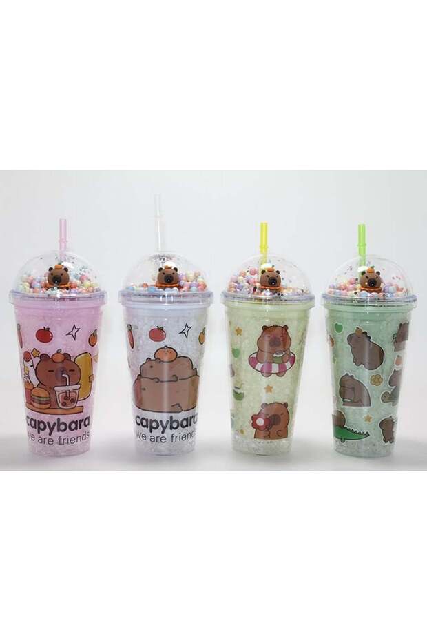 Cute Capybara Beaded Thermos & Water Bottle with Straw
