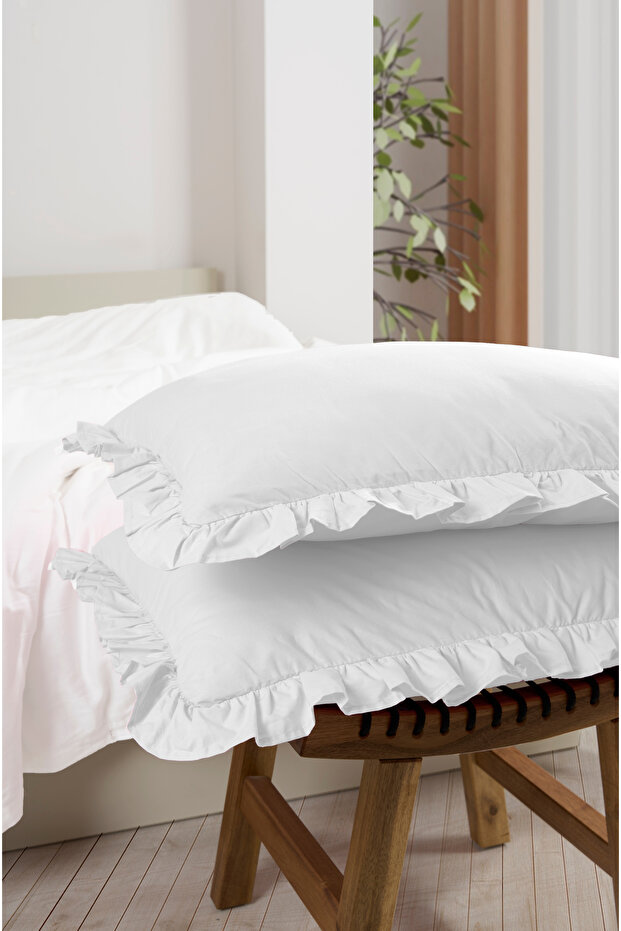 Ruffled 2 Pieces Pillowcase 100% 100% Cotton Cotton Pieces 50X70Cm | Compatible with Every Set