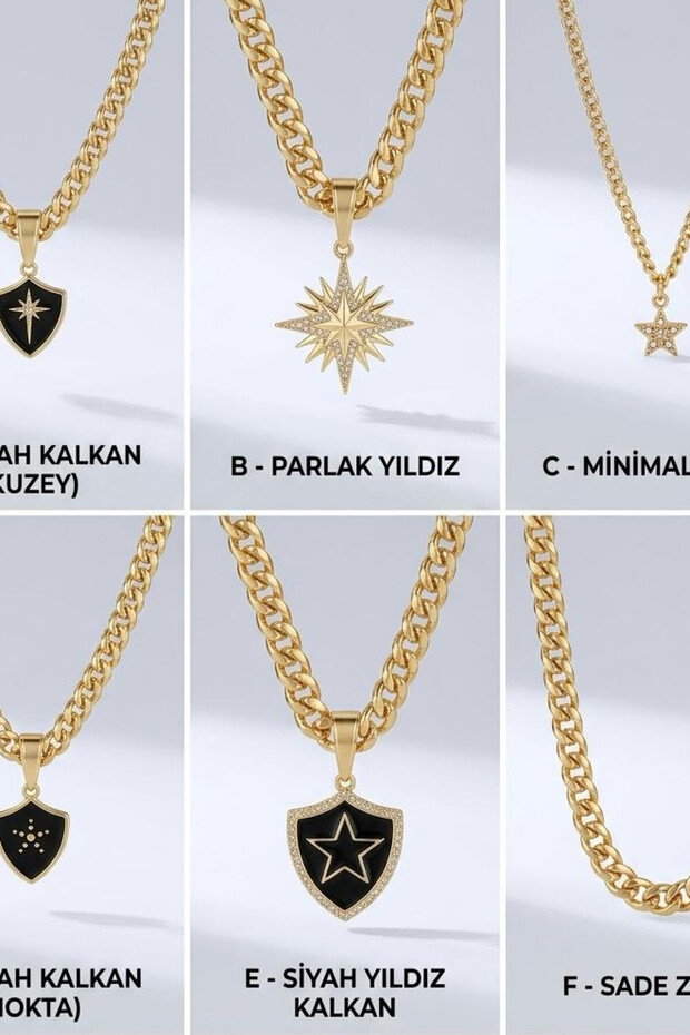 Unisex Black Enamel Detailed Gourmet Chain Necklace