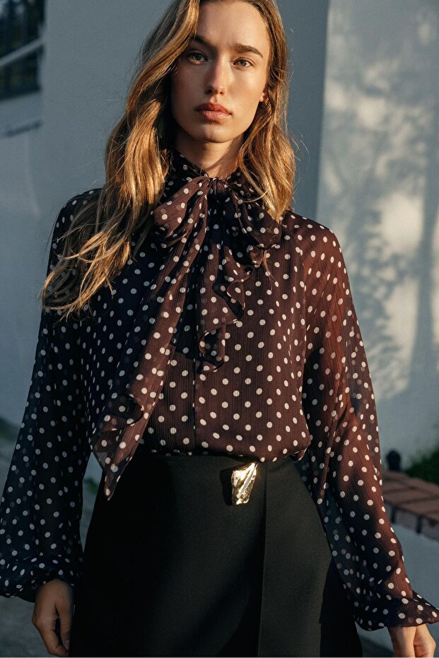 Polka Dot Blouse with Bow