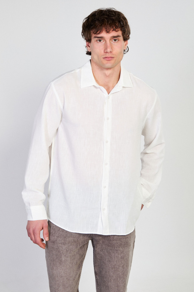 Men's long sleeve regular fit shirt - white