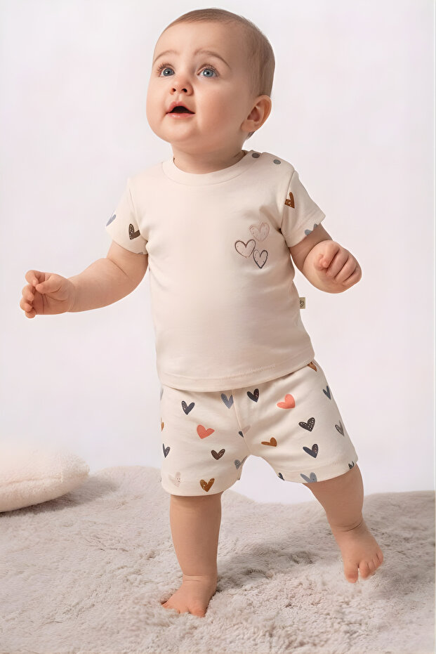 100% Organic Cotton Heart Shorts Set