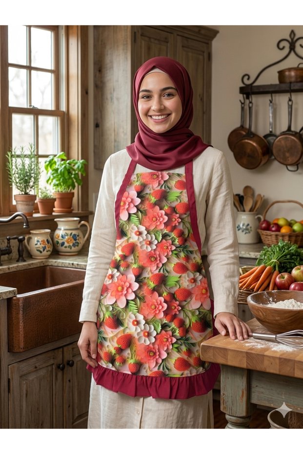 مريلة مطبخ مقاومة للسوائل من قماش الكتان