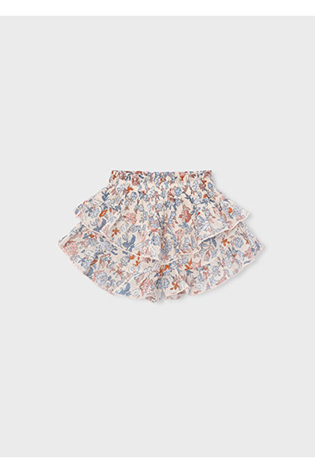 Girl's Ruffled Patterned Shorts Skirt Salmon - 03909