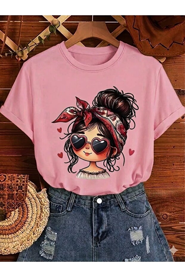 Women's Cartoon Printed Oversize Casual T-Shirt