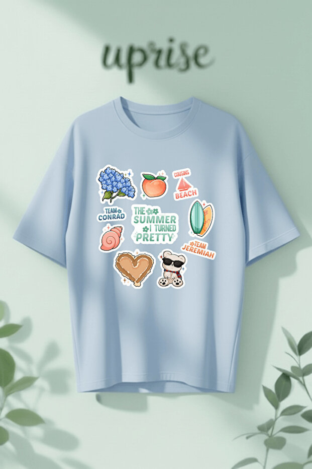 تي شيرت صيفي مطبوع عليه The Summer I Turned Pretty من القطن بمقاس كبير