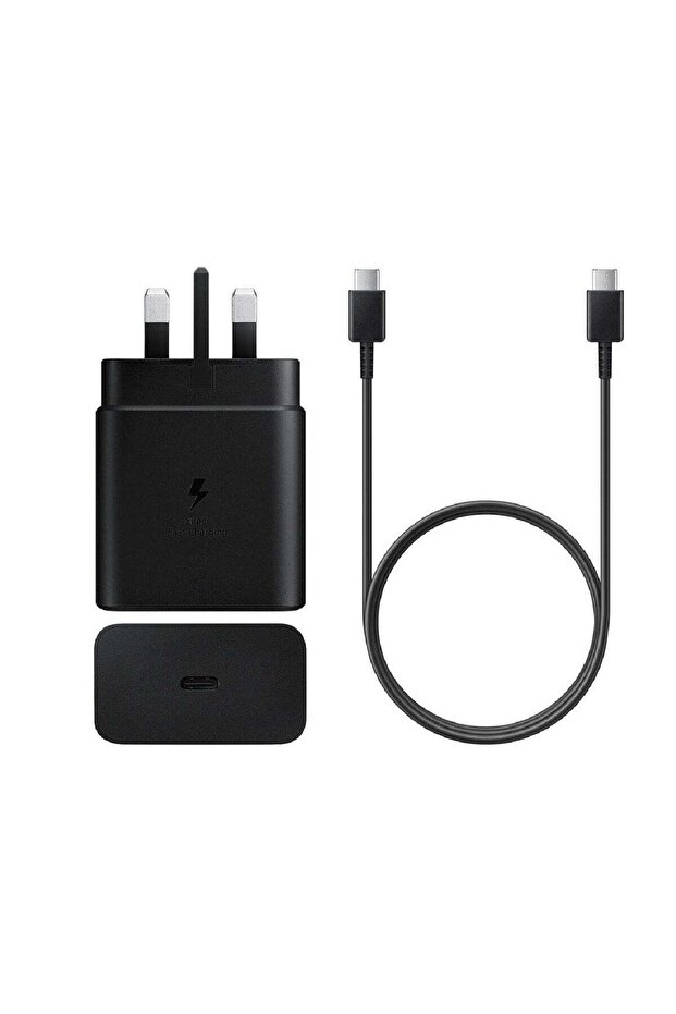 محول طاقة بقوة 45 واط مع كابل USB-C للشحن السريع الفائق للأجهزة المتوافقة باللون الأسود