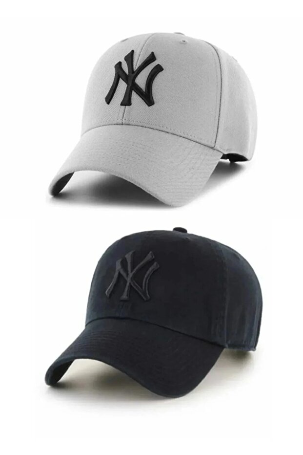 Unisex Sports Cap 2-Pack Beige and Black Set Adjustable Back Cotton Cap