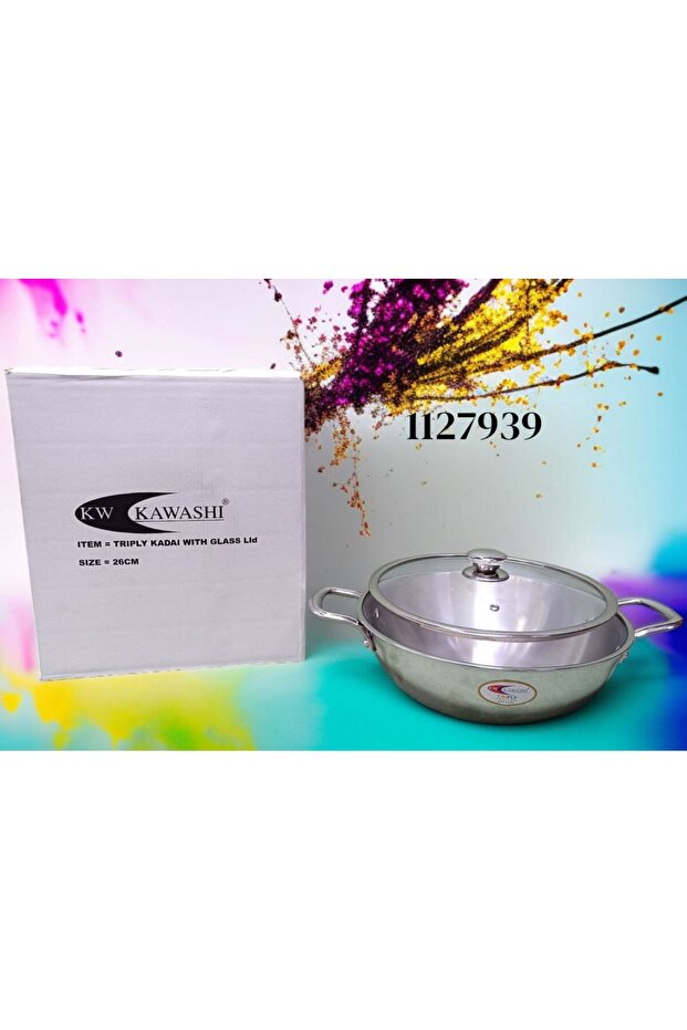 TRIPLY KADAI W GLASS LID T TYPE 26CM