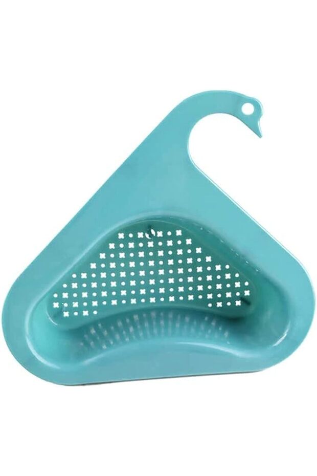 Swan-Shape Corner Sink Strainer, Triangle Kitchen Filter Basket, Blue