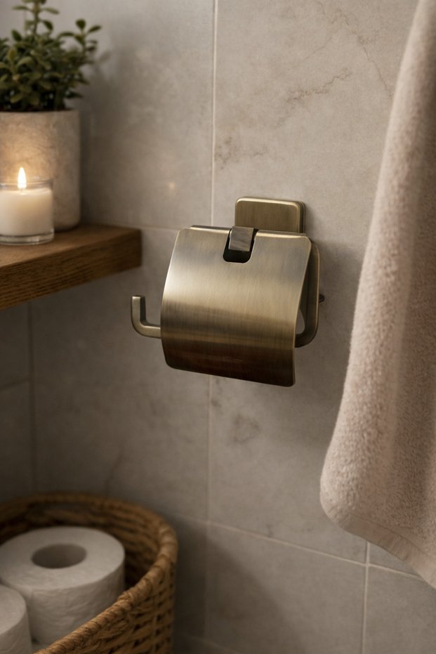 Antique Stainless Steel Toilet Paper Holder with Cover – Wall Mounted Wc Paper Holder
