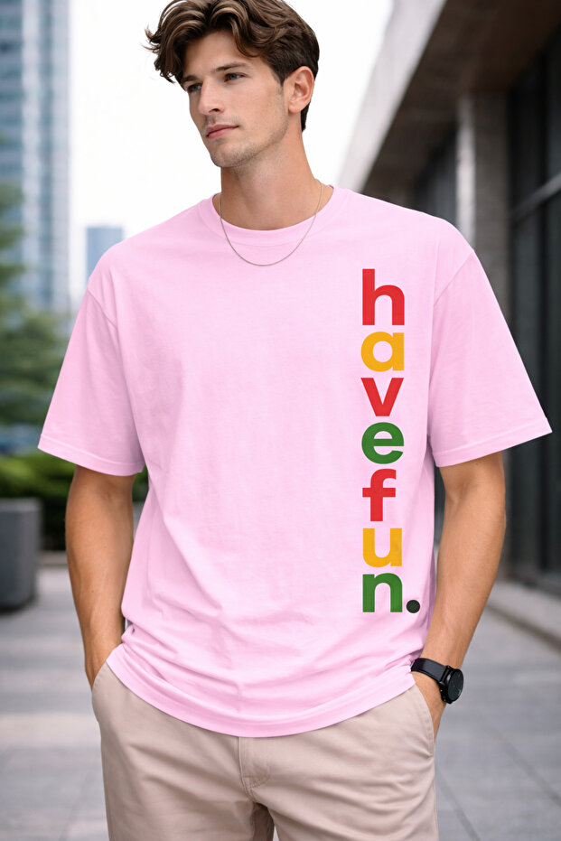 Men's Oversize T-Shirt Have Fun Printed 100% Cotton T-Shirt Comfortable Fit
