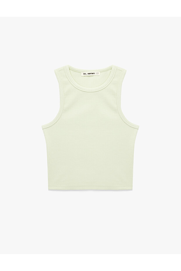 Slim Fit Crew Neck Corded Fabric Sleeveless Tank Top