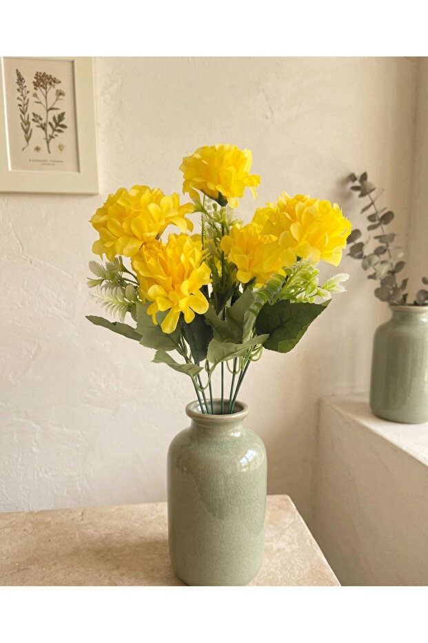 Artificial 7-Branch Boxwood Arrangement with Yellow Hydrangea Home Decoration Flower