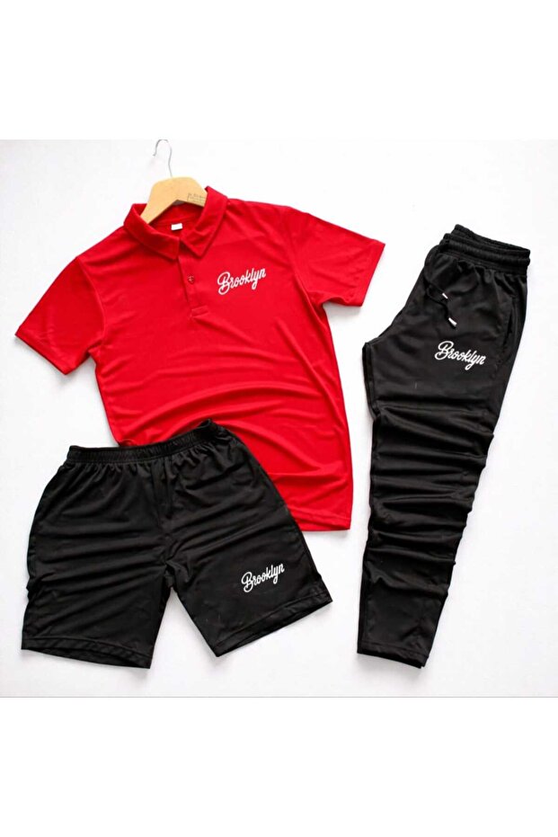 Elyazı Brooklyn Men's 3-Piece Polo Collar Tracksuit Set