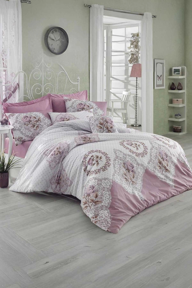 Double Ranforce Duvet Cover Set 100% Cotton Şimal Pink