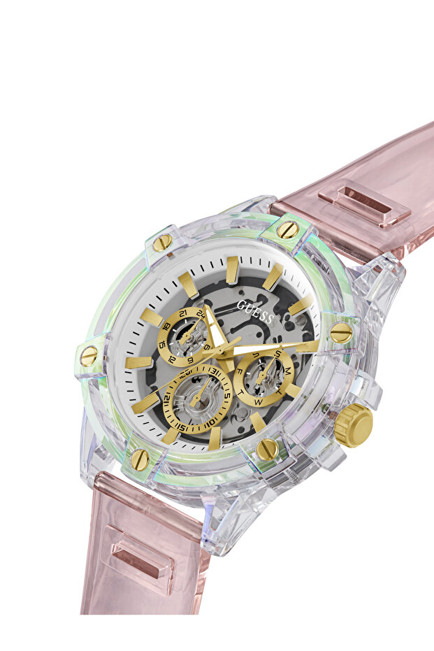 Mens Pink Clear Multi-function Watch - 4