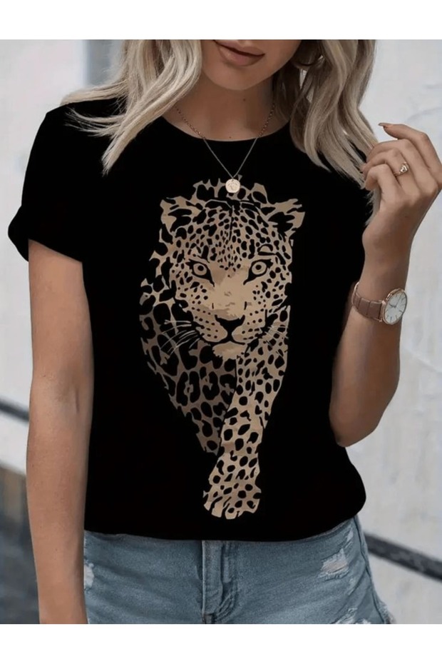 Leopard Print Women's T-Shirt – Stylish Minimal Design 100% Cotton