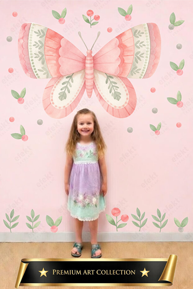 Fairytale Pink Butterfly Wall Sticker – Premium Children's Room Sticker Set